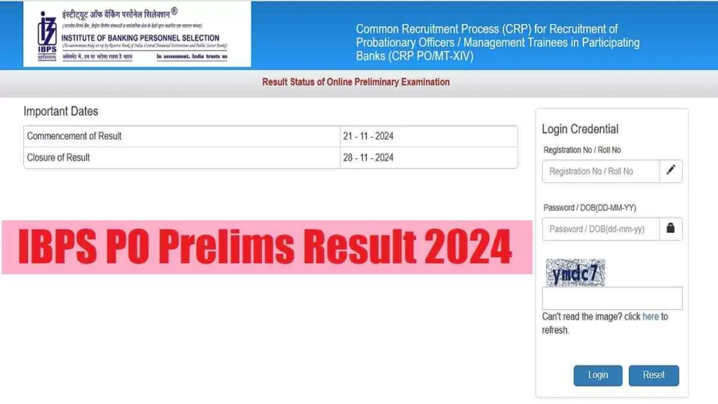 IBPS PO MT Prilims Examination Result out 2025