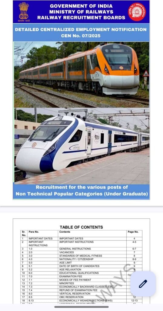 RRB NTPC 12th Requirment 2025