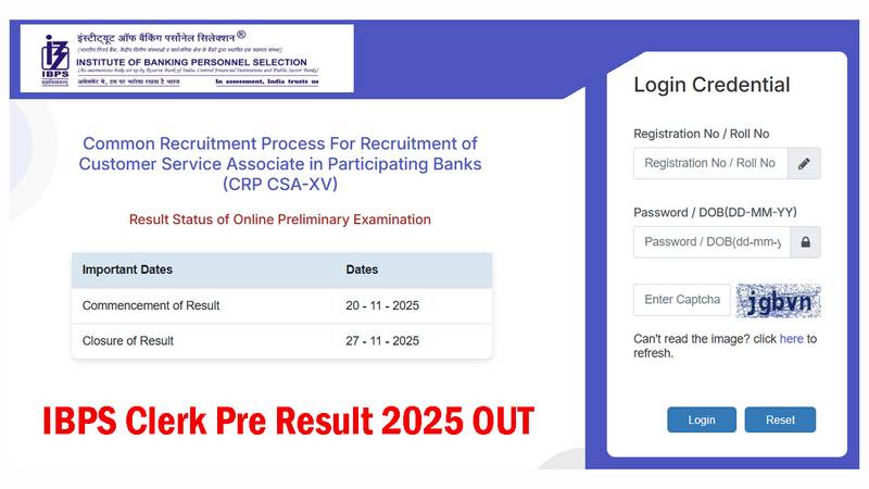IBPS Clerk Pre Result announcement page