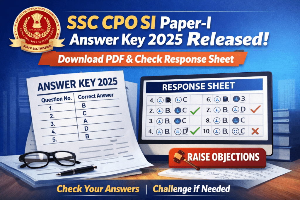 SSC CPO SI Paper-I Answer Key 2025 Released: Download Now