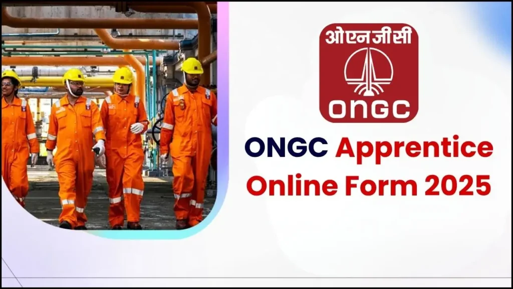 Workers in safety gear, ONGC logo