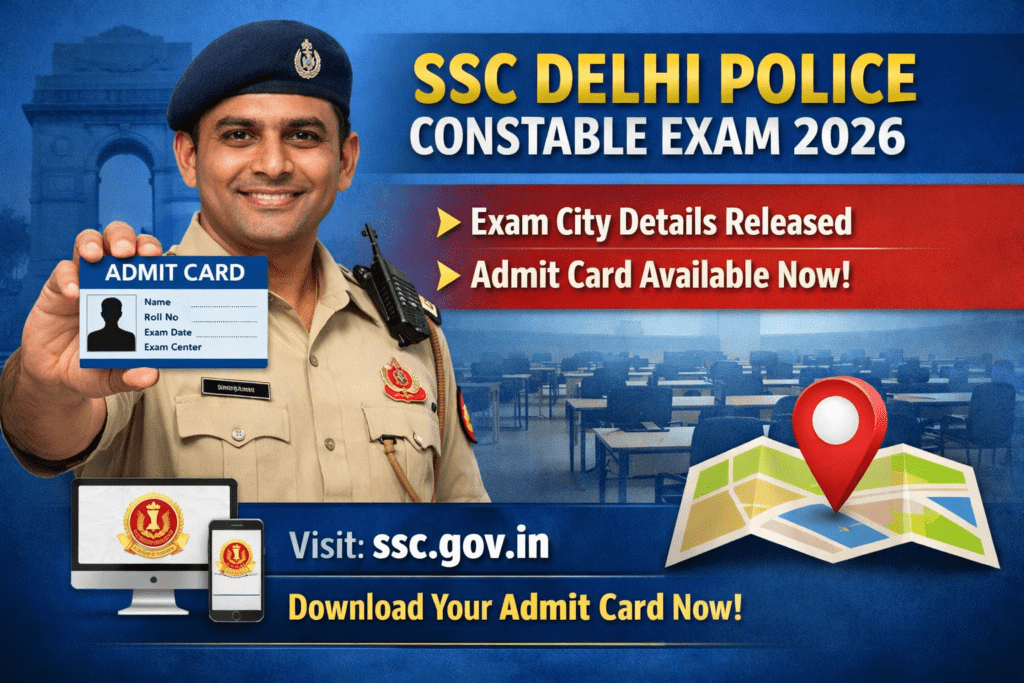 SSC Delhi Police Constable Admit Card 2026 Released, Check Exam City Details